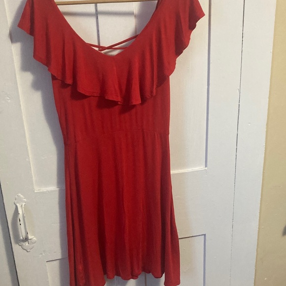 Pink Rose Red Ruffle Mini Dress - Picture 8 of 8